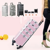 Zimtown 4 in 1 Aluminum Rolling Cosmetic Makeup Train Cases Trolley Professional Artist Organizer
