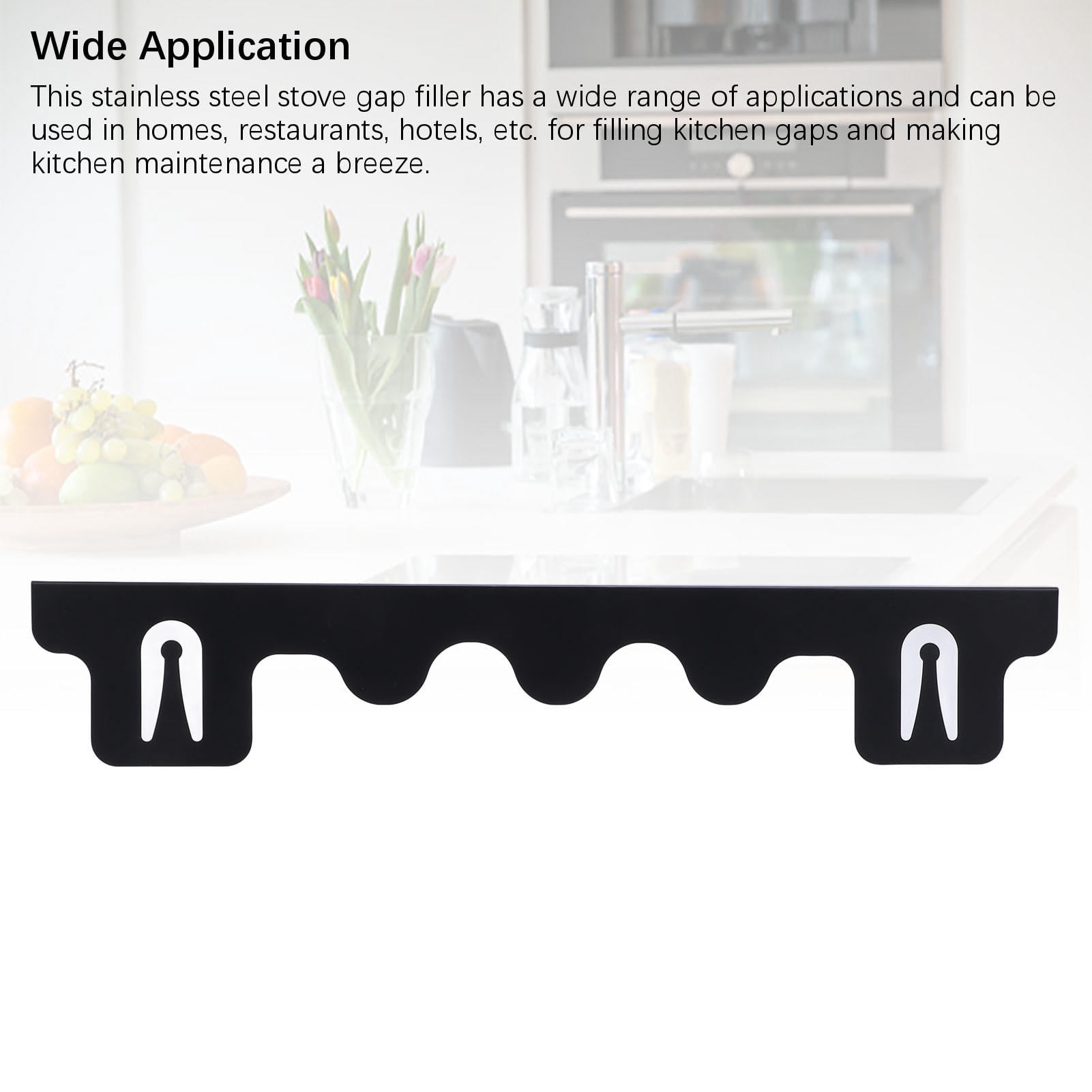 BIMZUC 2‑Pack Stainless Steel Stove Gap Covers – 59.5 cm Long, Black, Durable & Easy‑Clean Kitchen Counter Gap Fillers