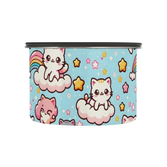 Kawaii Cute Cats Airtight Coffee Bean Canister 17oz Food Storage Containers with Lids For Gournd, Tea, Sugar, Flour, Rice, Cereal, Candy Cookie Jar