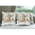 thumbnail image 6 of Ambesonne Watercolor Throw Pillow Cover 4 Pack, Street Town Sketch, 20", Sand Brown and White, 6 of 7