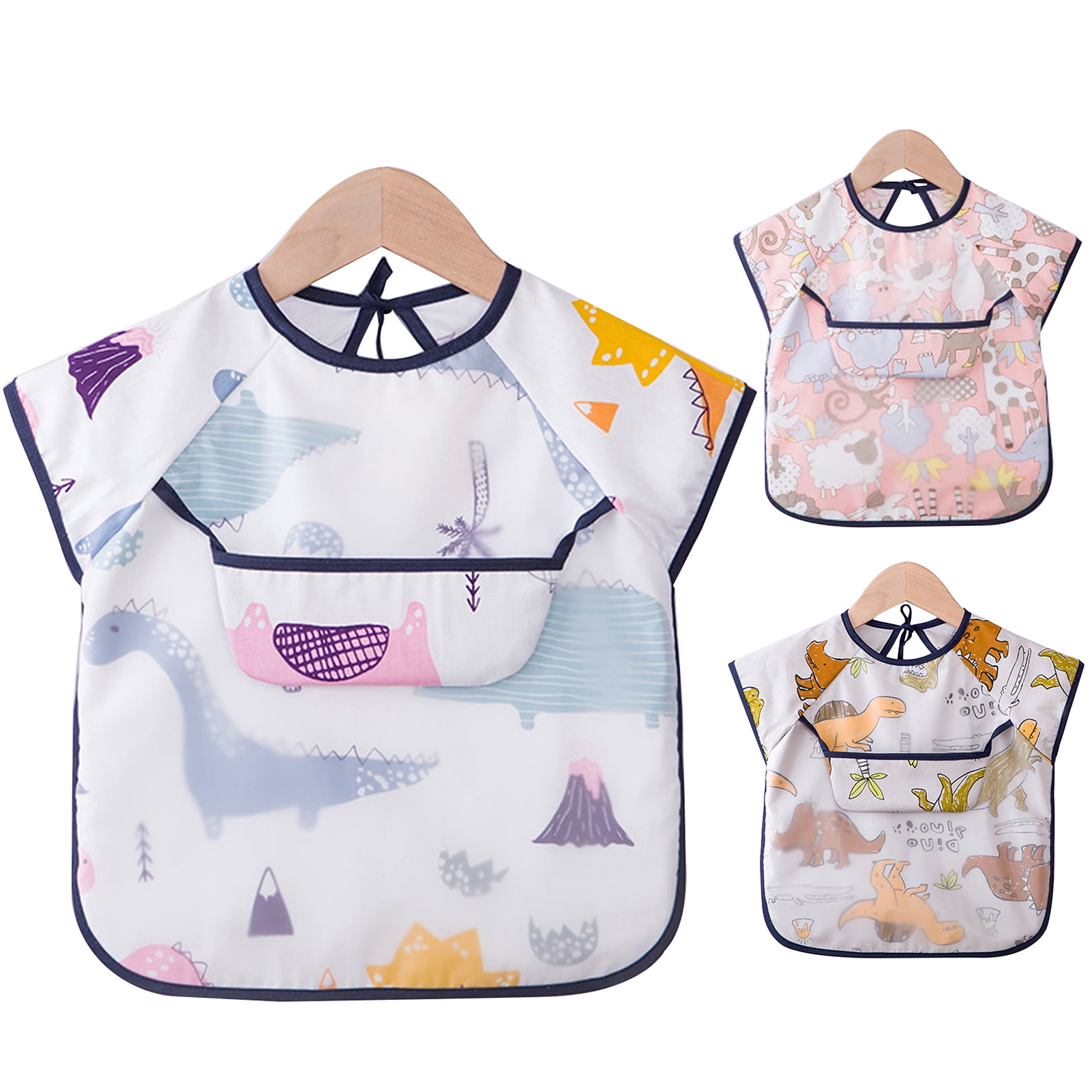 SPRING PARK Baby Toddler Waterproof Bib Short Sleeve Feeding Bibs Smock