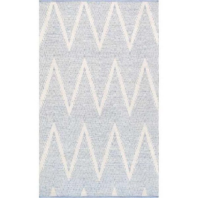 Pasargad PLW-05 4x6 4 x 6 ft. Simplicity Collection Aqua Hand - Woven Cotton Area Rug, Ivory