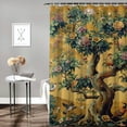 thumbnail image 2 of Orinice Ambesonne vintage shower curtain, earthy tones fantasy tree art with blooming flowers and peacocks, fabric bathroom décor set 60x72, 2 of 7