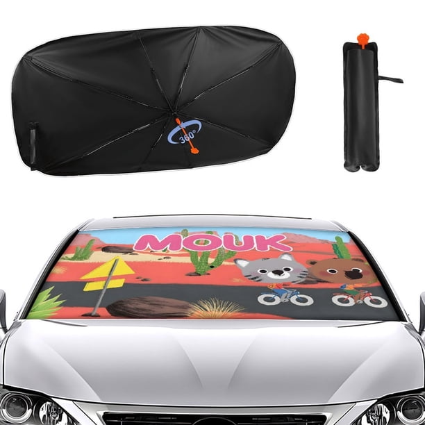 Mouk Sombrilla Solar para Auto - Protector de Parabrisas Plegable | Cortina Solar Delantero | Bloqueo UV y Aislamiento de Calor 133x73cm