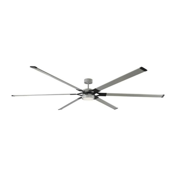 6 Blade Ceiling Fan 96 inch Midnight Black with Handheld Remote and Light Kit-Painted Brushed Steel with Midnight Black Finish Bailey Street Home