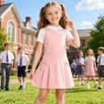 thumbnail image 6 of Girls Uniform Dress Sleeveless Crew Neck Jumper Dress A-Line Uniform Skirts with Pockets Back to School Dress Size 3-12 Years, 6 of 8