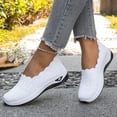 thumbnail image 6 of Women's Hollow Knitted Slip On Walking Shoes Comfortable Breathable Mesh Shoes Lightweight Sneakers Soft-Soled Flat Shoes, 6 of 9