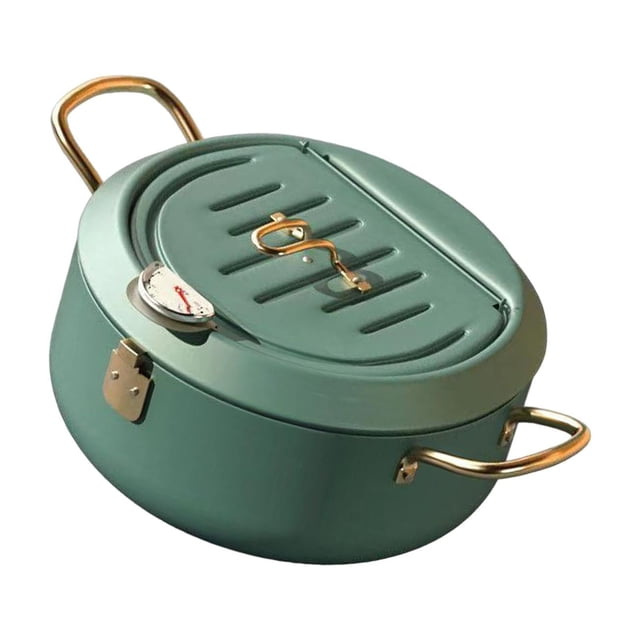 veasfak Deep Frying Pot Multipurpose with Handle Sturdy Small Fryers Cooking Tool Frying Green