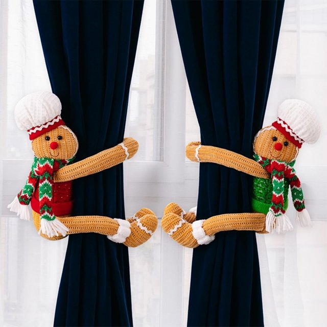 hebillas para cortinas con forma de hombre de jengibre. Adecuadas para cortinas de cualquier tamaño, mejoran el ambiente navideño y la decoración del hogar.