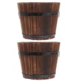 thumbnail image 3 of Qumonin 2Pcs Wooden Whisky Barrel Planters for Outdoor Plants, 3 of 6