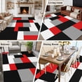thumbnail image 6 of Rectangle Area Rug 6x9ft,Red Gray Color Block Washable Carpet Non-Slip Runner Accent Rugs Indoor Floor Mat for Bedroom Living Room Decor,Modern Minimalist Style, 6 of 9