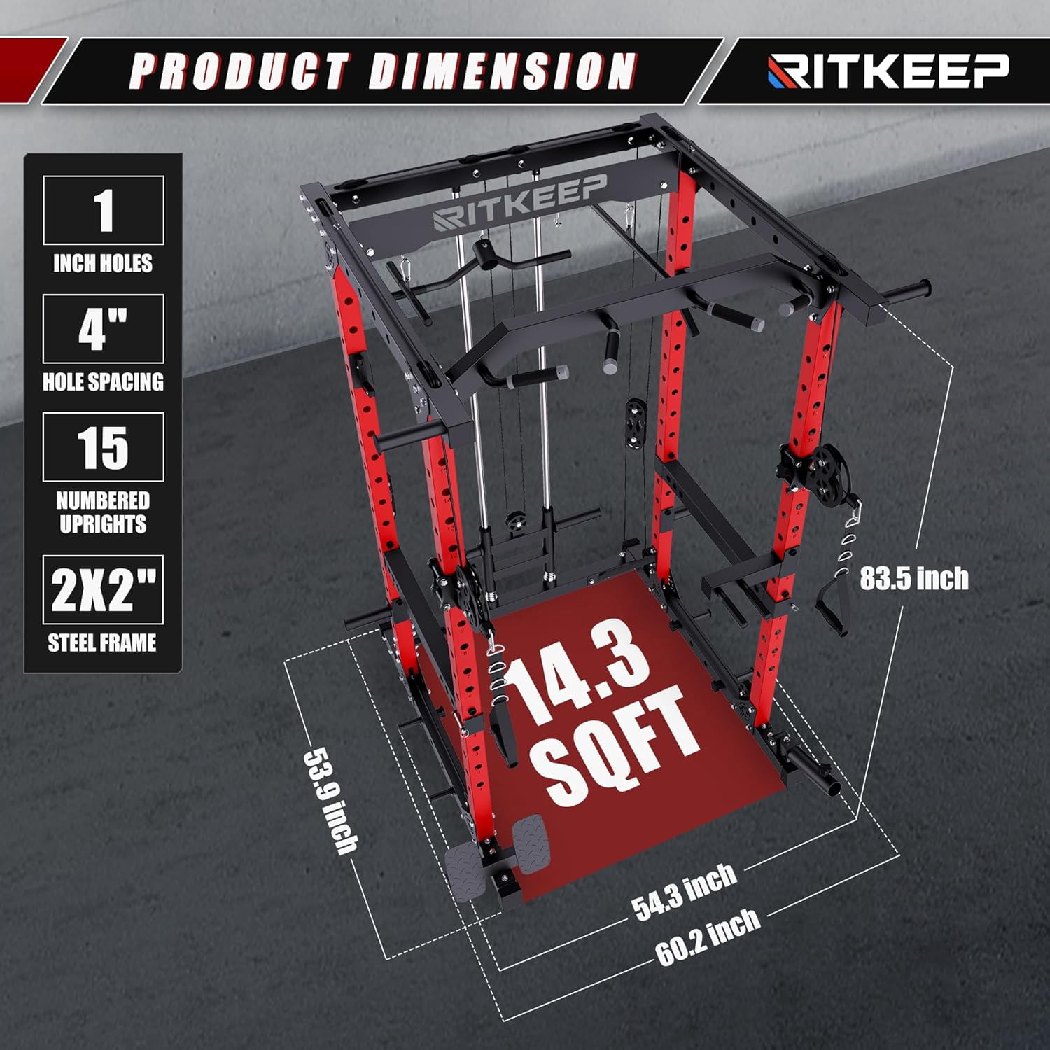 RitKeep M10 Power Cage for Home Strength Training, Workout Cable Machine