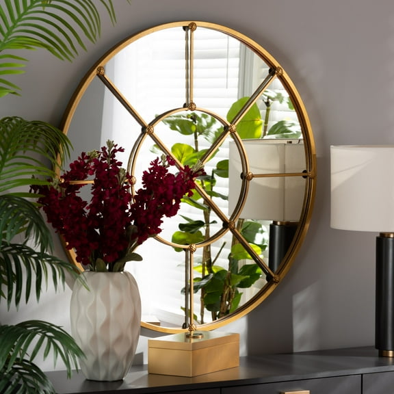Baxton Studio Ohara Modern and Contemporary Gold Finished Metal Accent Wall Mirror
