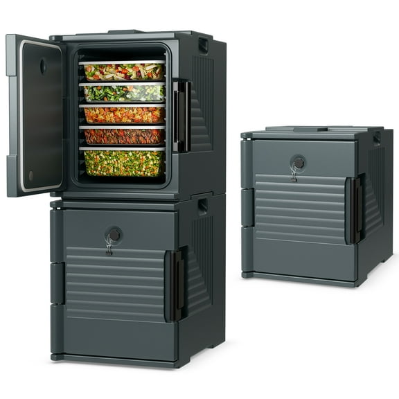 Gymax 3 Pack End Loading Insulated Food Pan Carrier Hot & Cold 6 Pan Capacity w/Handle