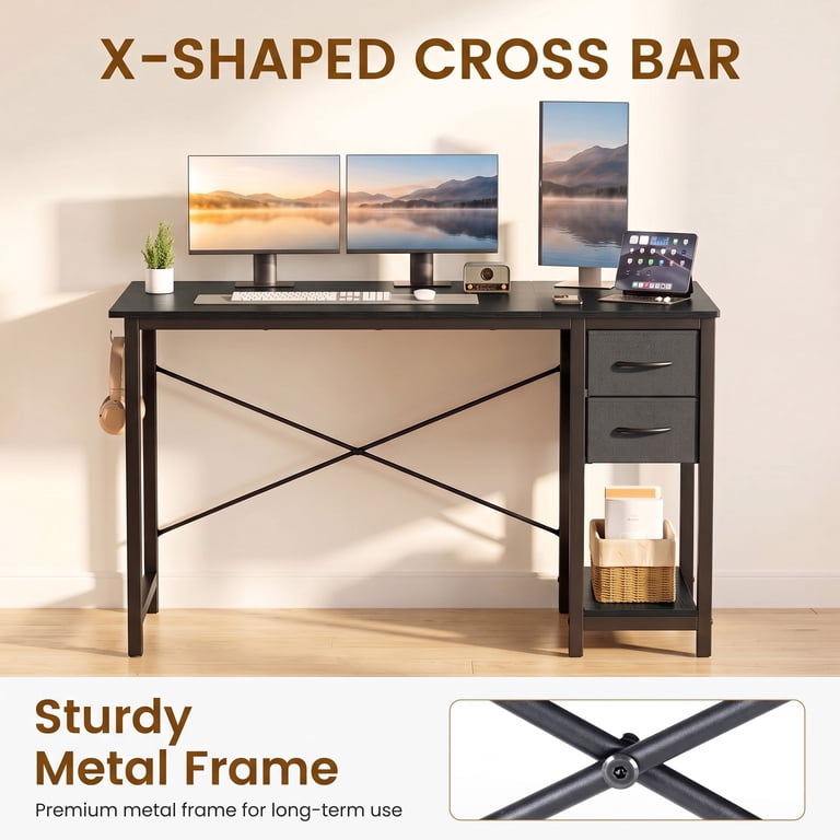 EDX 40" Computer Desk with Storage Shelf and Headphone Hook photo 5