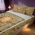thumbnail image 2 of Homewish Retro Sun Print Zipper Queen Comforter Set with Fitted Sheet and 2 Pillowcases, Tropical Blossoms Zipper Bedding Set, Gray Reversible, 2 of 7