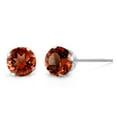 thumbnail image 2 of Gem Stone King 925 Sterling Silver 4MM Red Garnet (0.59 Cttw) and White Topaz (0.63 Cttw) Stud Earrings for Women Men Set of 2 | Fine Jewelry Gifts for Women Mom Wife Her, 2 of 5