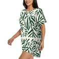 thumbnail image 2 of Rateoe Palm Branch With Leaves Pattern Women's Short-Sleeved Pajama Set - 2 Piece Soft and Lightweight Sleepwear Set-Medium, 2 of 7