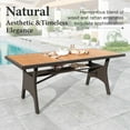 thumbnail image 5 of MF Studio 7-Piece Patio Dining Set, All-Weather Rattan Outdoor Dining Set with 74.8" Rectangular Acacia Wood Table, Dark Brown and Blue, 5 of 13