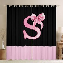 jejeloiu Pink Letter S Curtains Pack of 2 (42x84 Each),Cartoon Bow Bowtie Curtains Blackout For Girls Kids