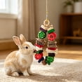 thumbnail image 2 of Rabbit Chew Toys for Teeth - Natural Wooden Pet Hanging Toy for Small Animals, Guinea Pigs & Hamsters - 8.3" x 5.1" Cage Accessories for Grinding & Biting, 2 of 4