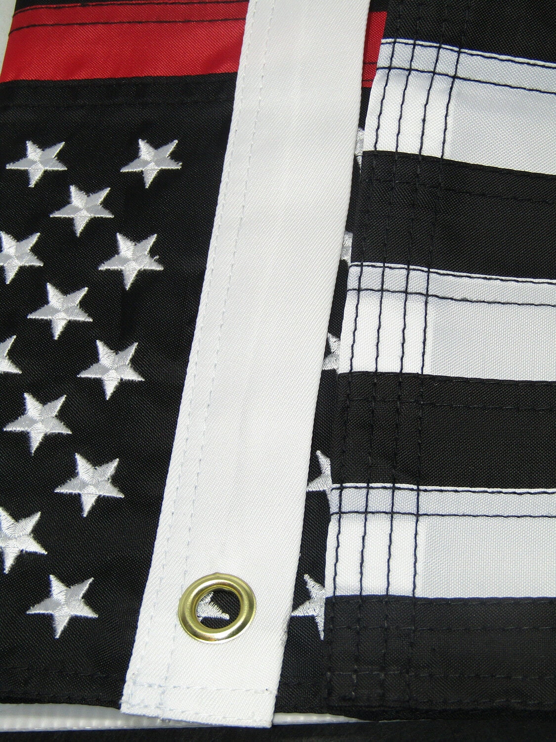 12x18 Embroidered Sewn USA Thin Red Line Support Fire Dept Nylon Flag Grommets