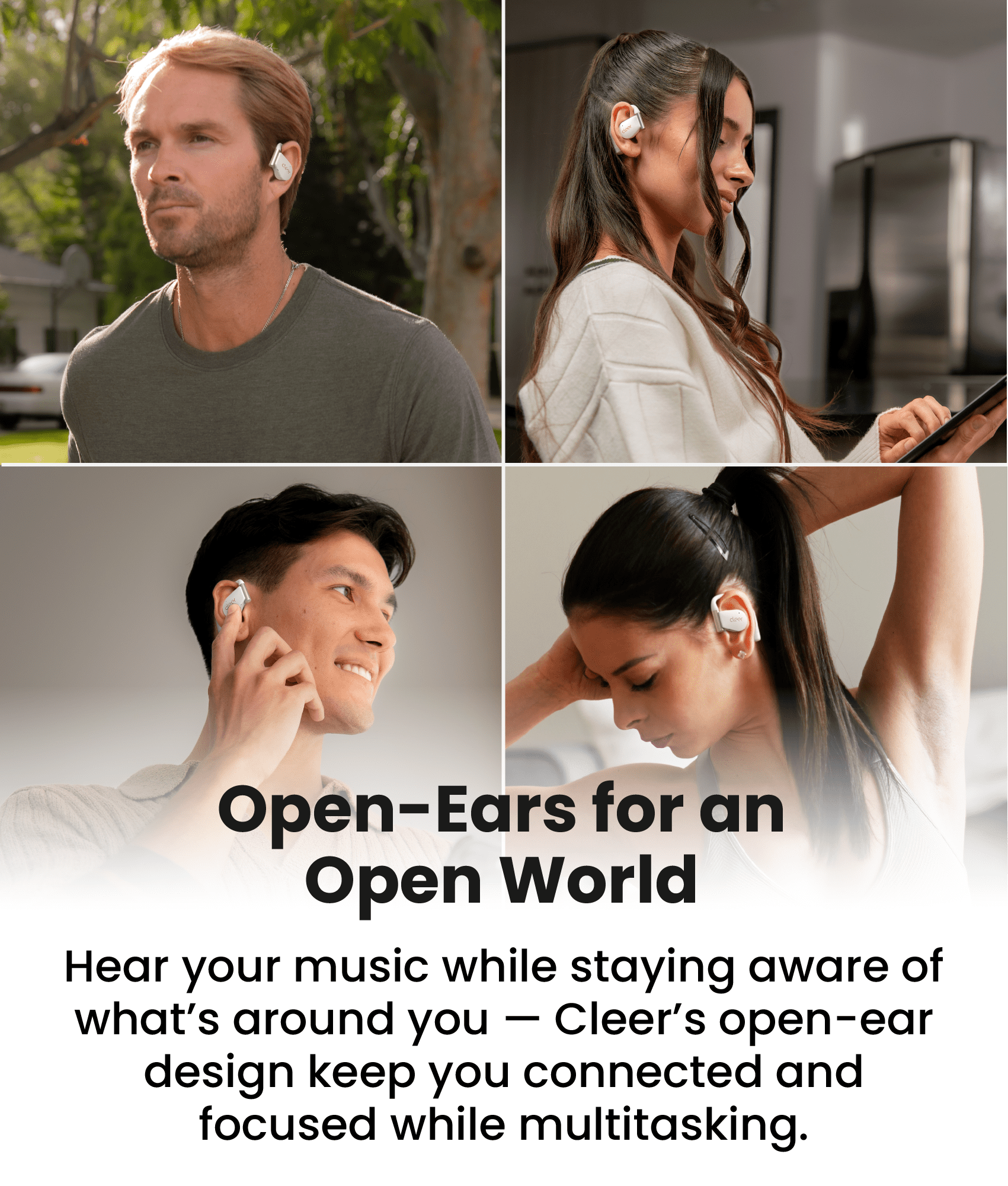 Cleer ARC 4 Open-Ear Sport Headphones with Dolby Audio & THX Certified Sound, IPX7 Waterproof Workouts & Running Sport Earbuds, 32H Playtime – White
