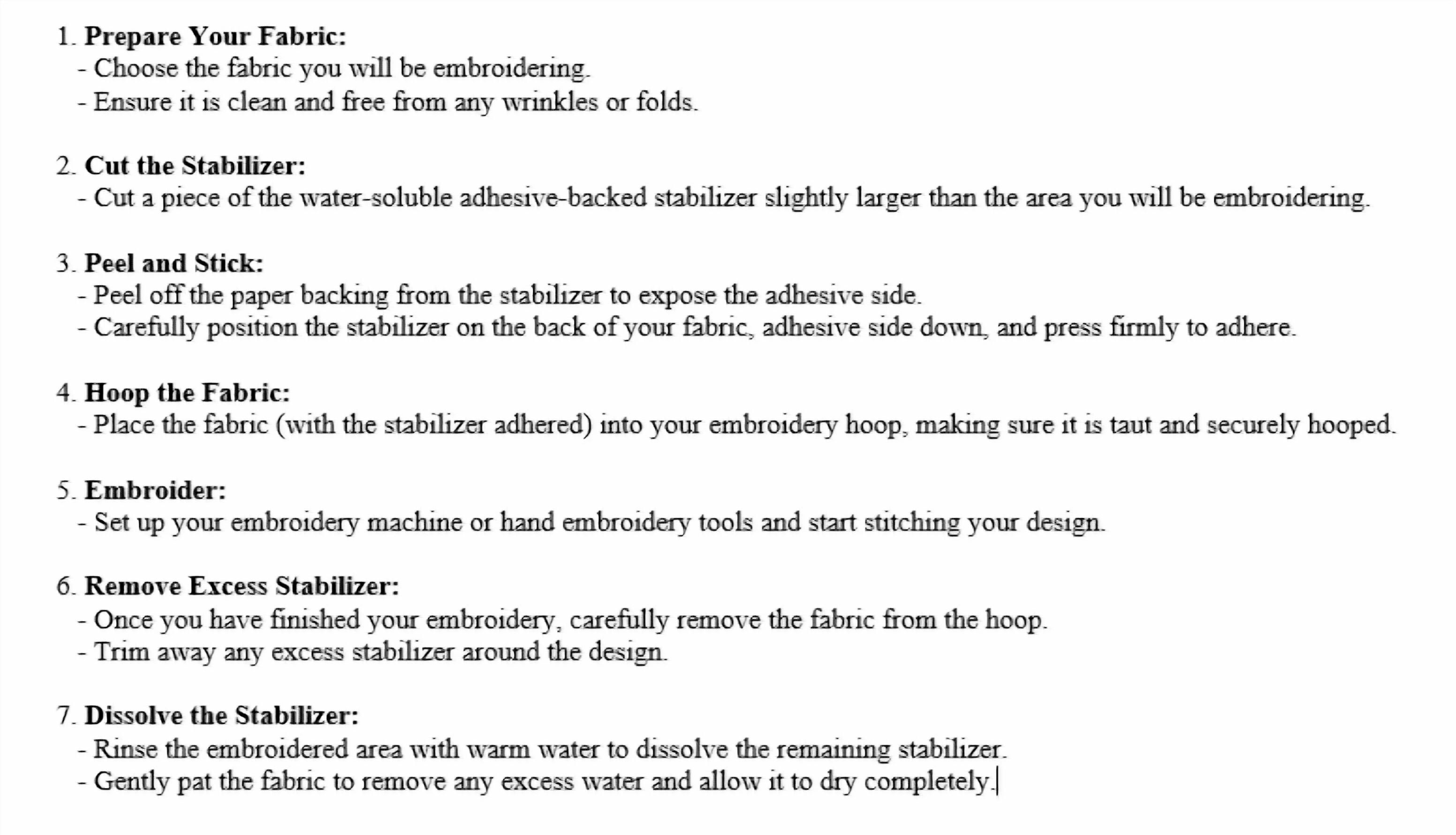 H.B.I. 12 Inch Sticky Back Water Soluble Fabric Stabilizers, 5 Yard By the Bolt
