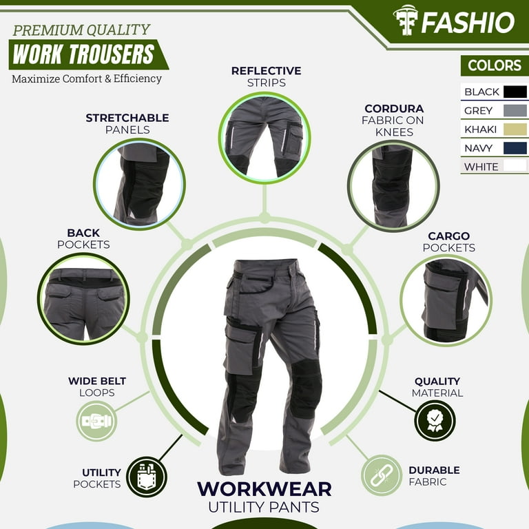 Mens Construction Pants Utility Work Heavy Duty Workwear