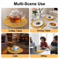 thumbnail image 2 of Yellow Boho Round 15 Inch Placemats Set of 6, Abstract Geometric Bohemia Ethnic Striped HeatResistant Non Slip Place Mats for Dining Table, Wipeable Braided Kitchen Table Mats for Housewarming, 2 of 9