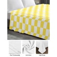 thumbnail image 6 of Yellow White Plaid King Size Flat Sheet, Wrinkleproof & Fadeproof Cooling Flat Bed Sheet Only, Modern Retro Geometric Checkered Breathable Soft Bedding Top Sheets 105 x 98 Inches, 6 of 8