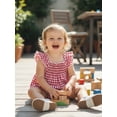 thumbnail image 5 of AceBaby Toddler Baby Girls Clothes, 3-24M Plaid Fly Sleeve Camisole and Waist Shorts Summer Outfits, 5 of 9