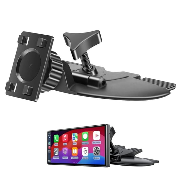 TSV CD Slot Mount Fit for CarPlay Screen, 360° Rotation CD Mount Compatible with Portable Monitors, Phones, Backup Camera, Car Stereo, GPS