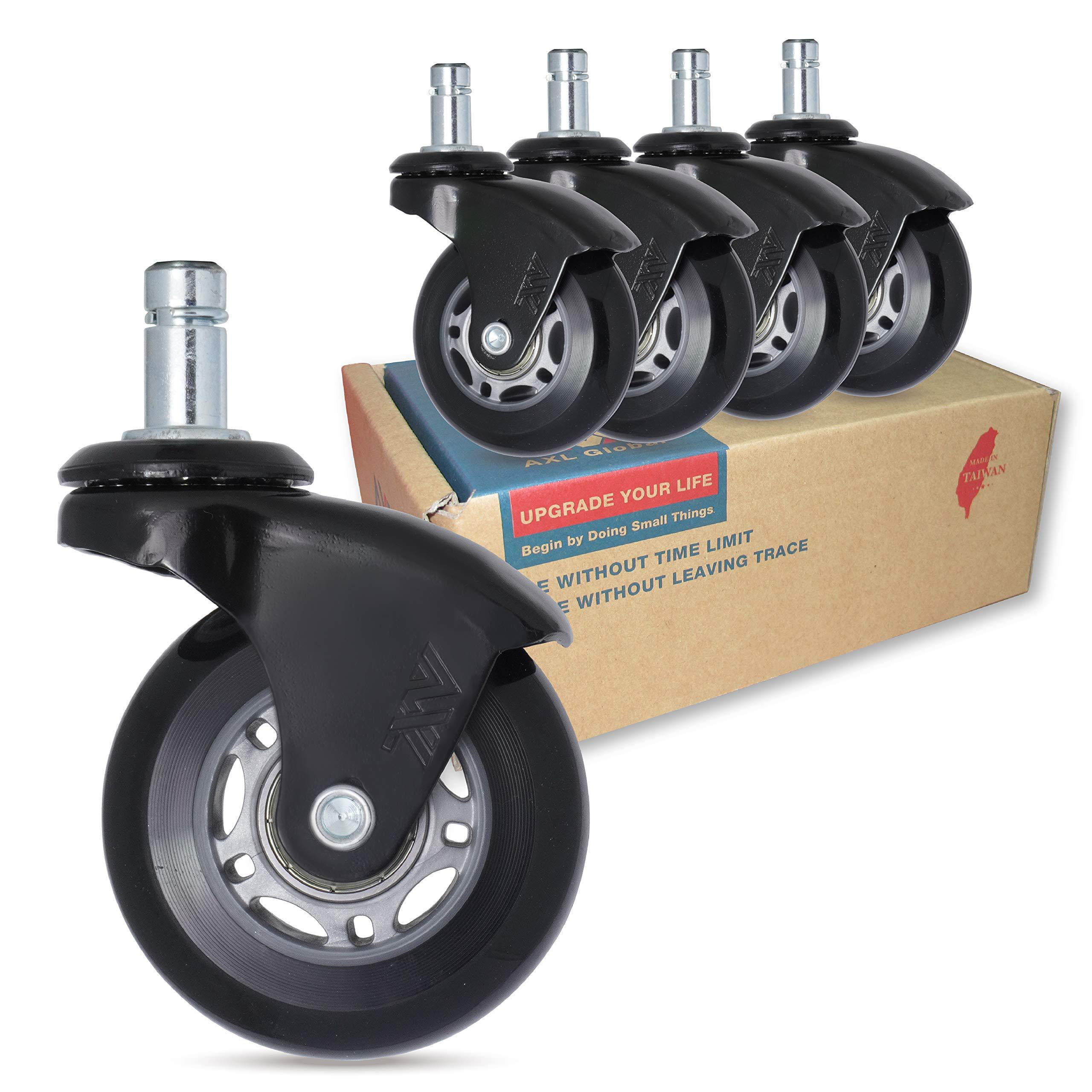 Office Chair Caster Wheels 3'' Set of 5 Heavy Duty & Safe for All Floors USA 