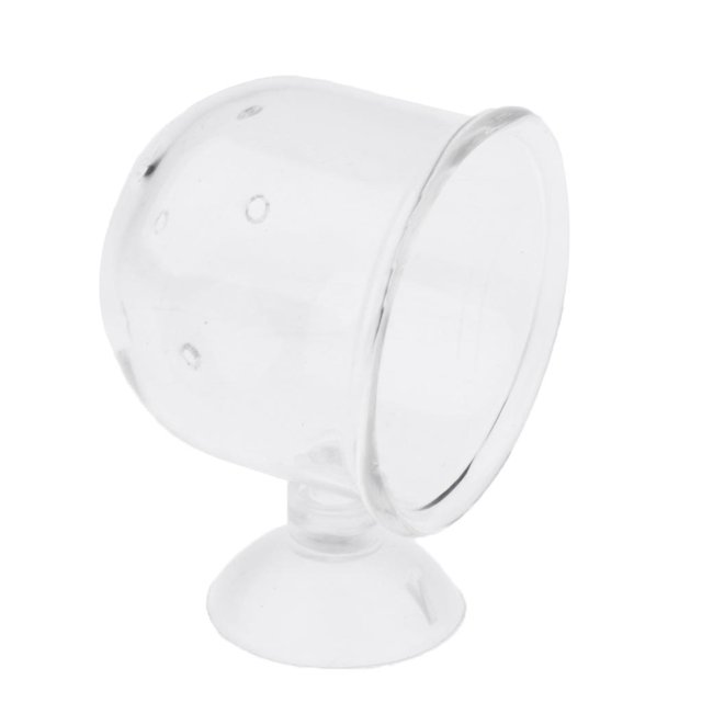 Alimentador de s de cristal rojo circular para alimentos de acuario con ventosa redonda Yuyangstore Alimentador de tanque de pescado acuario