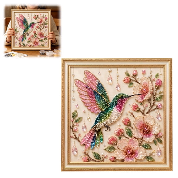 Bird Pearl Art DIY Kit with Frame 25cm Exquisite Floral Pearl Painting for Adults Beginners Craft Lovers Home Wall Decoration
