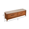 thumbnail image 3 of Bench with Fabric Padded Seat and 2 Drawers, Brown - Saltoro Sherpi, 3 of 5