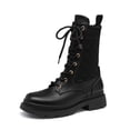 thumbnail image 1 of Dream Pairs Women's Fashion Lug Sole Ankle Booties Lace-Up Mid Calf Combat Boots SDMB2217W BLACK Size 6.5, 1 of 5