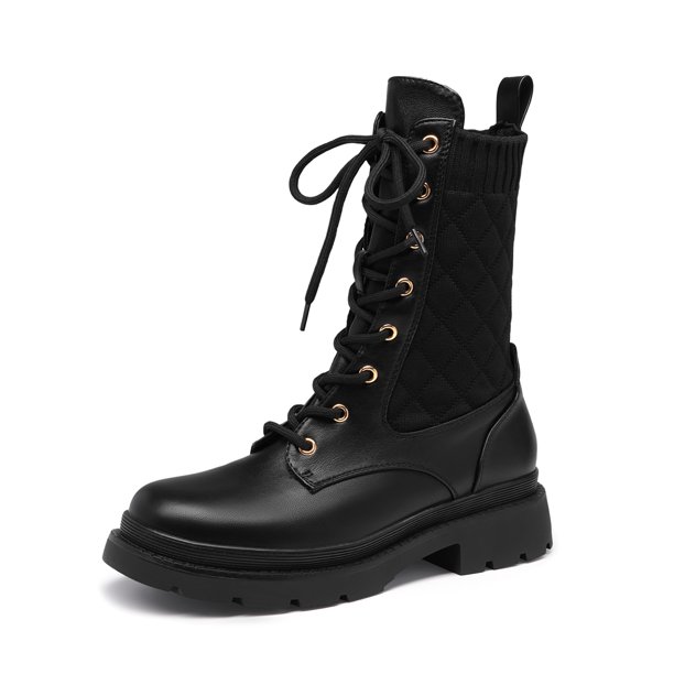 Dream Pairs Botines con suela de lengüeta a la moda para mujer Botas de combate a media pantorrilla con cordones SDMB2217W Dream Pairs SDMB2217W
