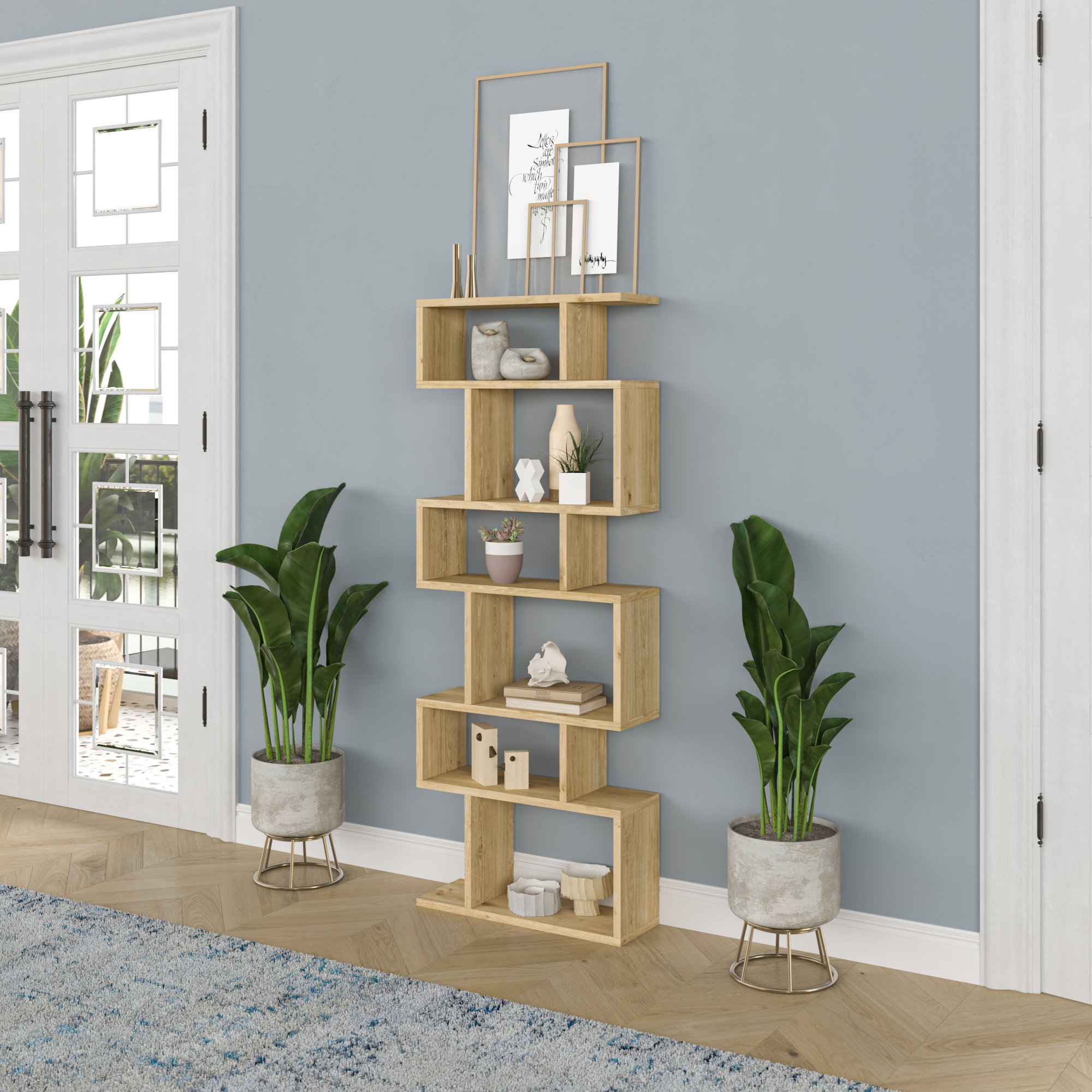 Ada Home Decor Bates Multiple Tier Bookcase, Oak