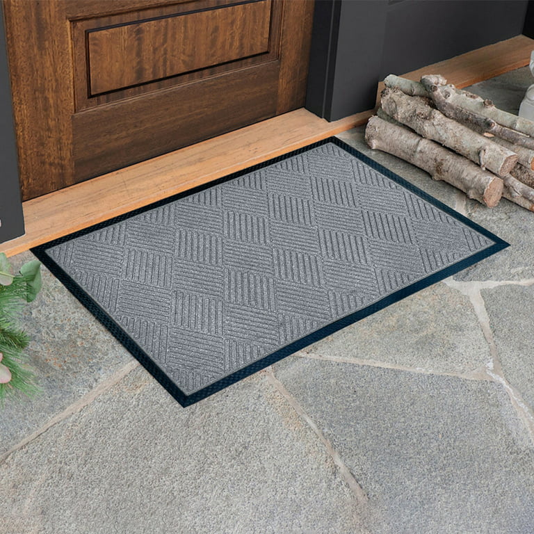 Indoor Outdoor Doormat Blue 24 in. x 36 in. Chevron Floor Mat
