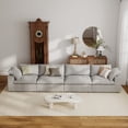 thumbnail image 4 of The Magic Home 157" Sofa Couch, Cloud Modular Sectional Sofa, Modern Linen Deep Comfy Couches for Living Room, Apartment, Office, Washable Replaceable Covers, 4 Seater Grey Couch, 4 of 15