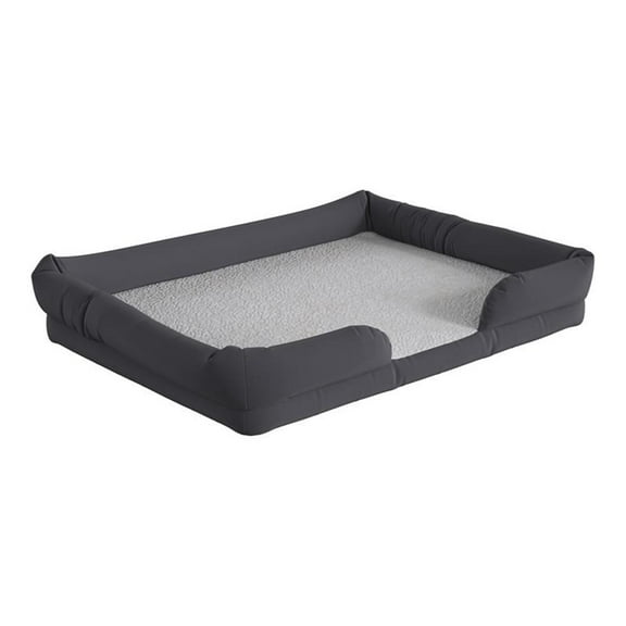 Pemberly Row Orthopedic 44" x 34" Fabric and Memory Foam Dog Bed in Gray