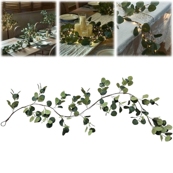 Homesteed Lighted Olive Vine Garland Fairy Light Olive Vine Prelit Artificial Olive Branch Garland with Timer for Christmas Mantle Decor