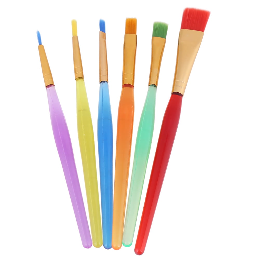 WALFRONT 6pcs/set Colorful Nylon Hair Painting Brush Watercolor Paintbrush For Children Art
