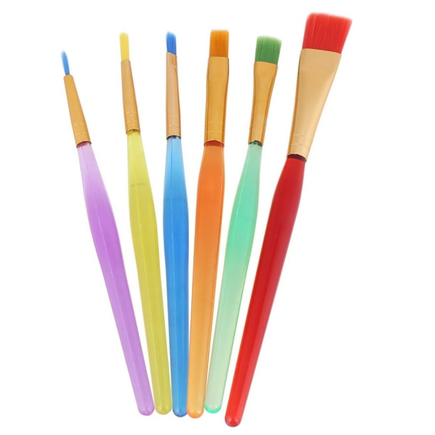6 unids/set pincel de pintura de pelo de nailon colorido pincel de acuarela para suministros de arte infantil