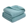 thumbnail image 2 of Roiihwy Summer Multi-Layered Cotton Gauze Quilt, 47"x59" Soft Air-Conditioned Bed Sheet, Light Blue, 2 of 6