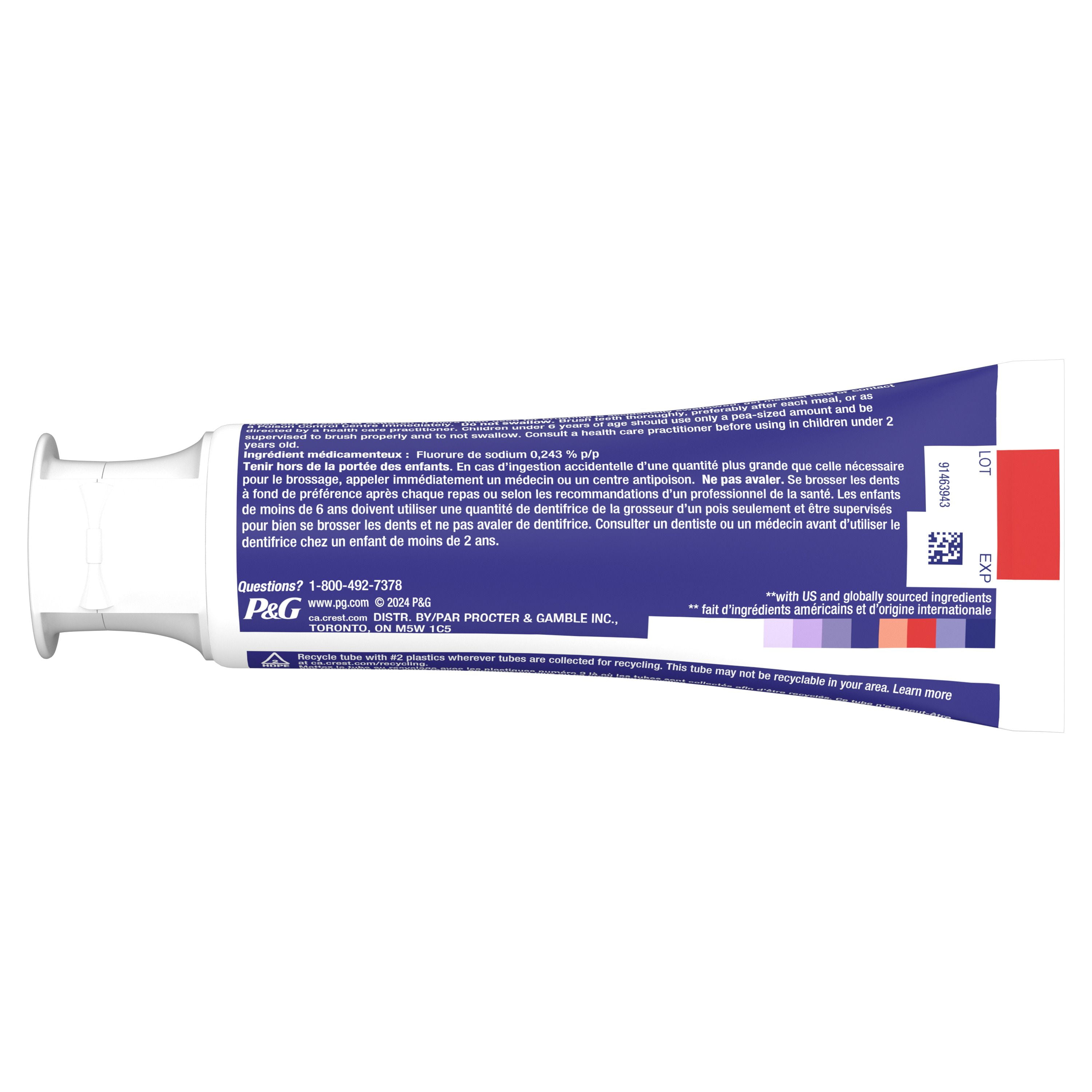 Crest 3D White Stain Eraser Teeth Whitening Toothpaste, Polishing Mint, 65 mL