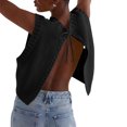 thumbnail image 2 of Gupgi Women Knit Tank Top Sleeveless Backless Sweater Solid Color Tie Back Vest, 2 of 7