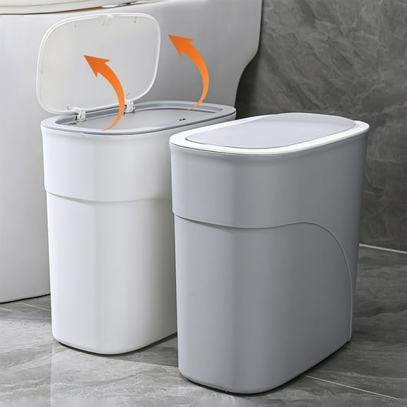Kitchen Trash Can, Step-On Garbage Can with Lid, Tall Kitchen & Bathroom Trash Can, Small Office Waste Bin, Gray - Xuniizn